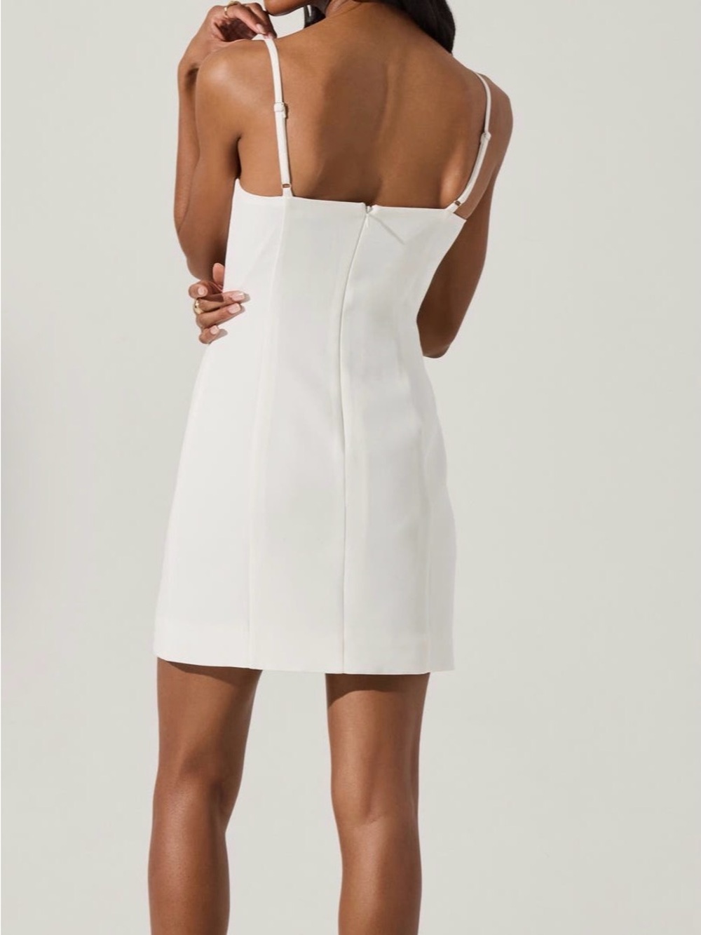 NWT Astr the Label White Bow-Strap Mini Dress with Front Slit, size medium - Picture 2 of 6